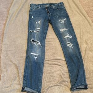H&M denim men’s slim fit ripped jeans